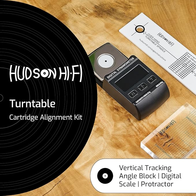 Hudson Hi-Fi Turntable Cartridge Alignment Kit - The Audiophile Purists Perfected 3-Piece LP Cartridge Setup Set. Accuracy Optimized Digital Scale, Azimuth Ruler, Protractor - Rich Pure Sonic Sound