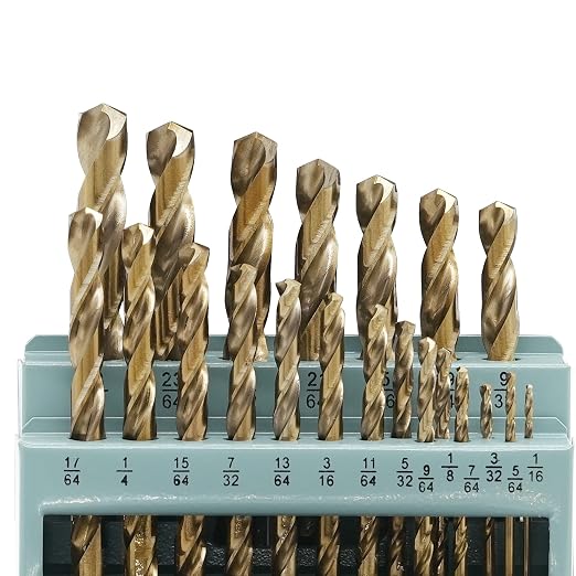 GMTOOLS 21Pcs Cobalt Drill Bits Set, M35 HSS, 135 Degree Tip, Twist Jobber Length Drill Bit for Hardened Metal, Cast Iron, Stainless Steel, Plastic and Wood with Metal Indexed Storage Case 1/16"-3/8"