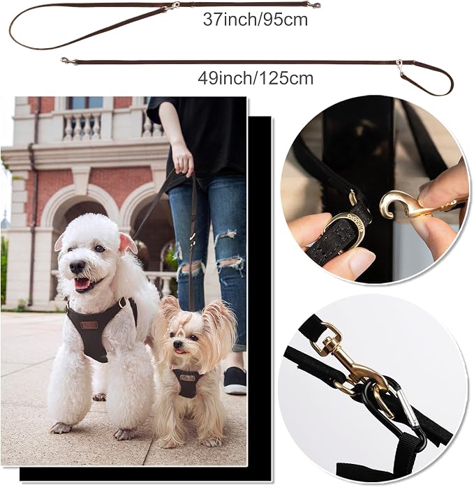 Puppytie XS Dog Harness and Leash Set, Black, XS (4.5-11 lbs) | Extra Small Dog Harness, Puppy Harness and Leash, Soft Lightweight and Adjustable, Xsmall Dog Harness for Daily Walks