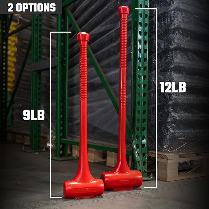 NEIKO 02882B 12 Lb Dead Blow Hammer, 36-1/2” Long, Red, Unibody Molded, Ergonomic Textured Handle, Spark and Rebound Resistant, One Piece Steel Core, 3 Inch Head