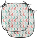 Lunarable Cat Chair Seating Cushion Set of 2, Pattern of Sitting Cat Silhouettes Kitten Pet Repetition Simple Illustration, Anti-Slip Seat Padding for Kitchen & Patio, 16"x16", Turquoise Coral Cream