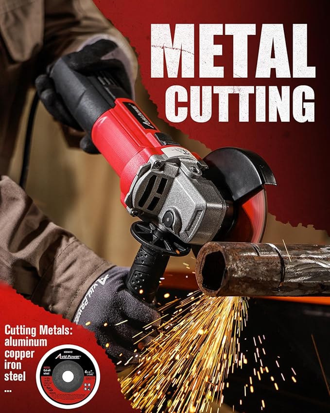 AVID POWER Angle Grinder 4-1/2 inch Electric Grinder Tools 750W 6.5 Amp Metal Grinder, 11500 RPM, with Grinding and Cutting Wheels, Auxiliary Handle, Wrench for Cutting and Grinding