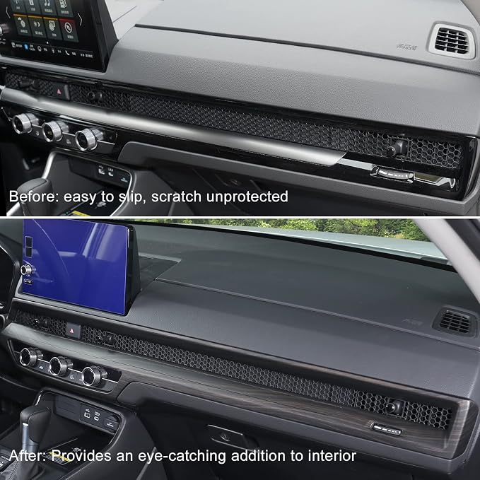 For Honda CRV 2023 2024 2025 2026 Center Console Dashboard Trims, Low-Key Luxurious Wood Grain Interior Front Air Vent Frame Cover Molding for CR-V LX, EX, EX-L, Sport Hybrid, Sport Touring- Wood