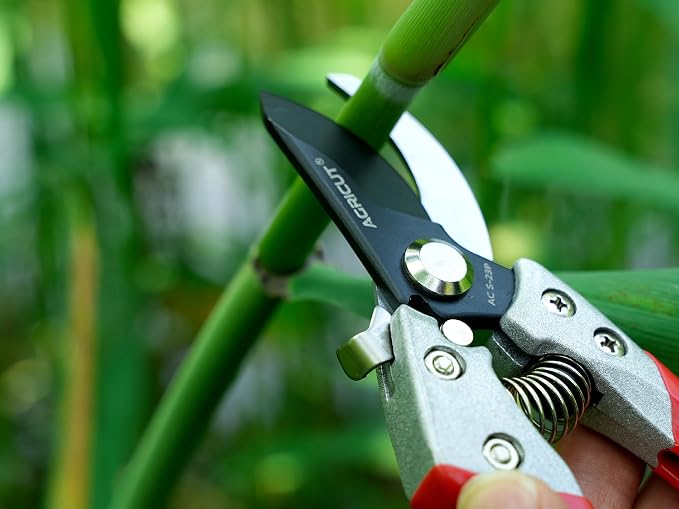 AGRICUT Pruning Shears, 7/8-Inch Cut Capacity Hand Clippers, Bypass Pruners, Gardening Scissors with Sharp Steel Blade (Aluminum Handle, High Carbon Steel)