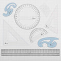 Acurit Drafting Introduction Set of 8 - Professional Drafting Tools for Architects & Artists: Includes Triangles, Grid-Scale Ruler, Lettering Guide, Protractors & French Curves - Drafting Kit