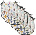 Lunarable Fleur De Lis Chair Cushion Pads Set of 6, Pattern with Lions Horses Griffins Unicorn and Royal Flower Fantasy Art, Anti-Slip Seat Padding for Kitchen & Patio, 16"x16", Ivory Multicolor