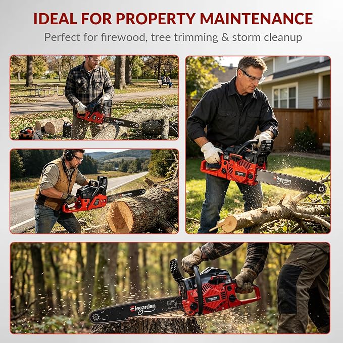 61.5CC Gas Chainsaw, 18 Inch Chainsaw with 3.5HP 2-Cycle Engine, High Performance Gas Powered Chainsaw, Professional Wood Cutting Chainsaw for Tree Trimming, Wood Cutting and Yard Work