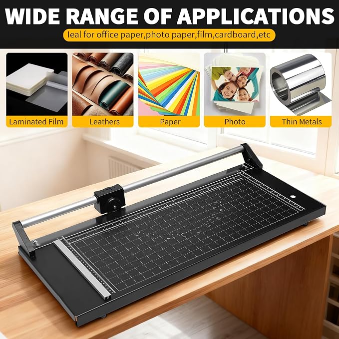 14 Inch Manual Precision Rotary Paper Trimmer,Heavy Duty Rolling Cutter Tool,Professional Rolling Trimmer for Cutting Photo Paper, Card Stock, Office Paper