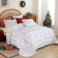 Cmfshape Christmas Embroidery Quilt Set,3 Pieces Queen Size Xmas Tree Reindeer Pattern Bedding Set,Reversible Christmas Bedspread Coverlet,Holiday Bedding(92"x96")