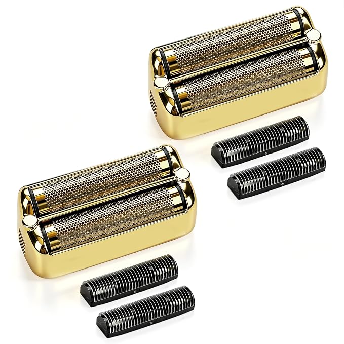 Replacement Foil and Cutter Blades - Compatible with BaBylissPRO FXONE Shavers, Double Foil & Cutter Set for Smooth Shaving (Gold-2pcs)