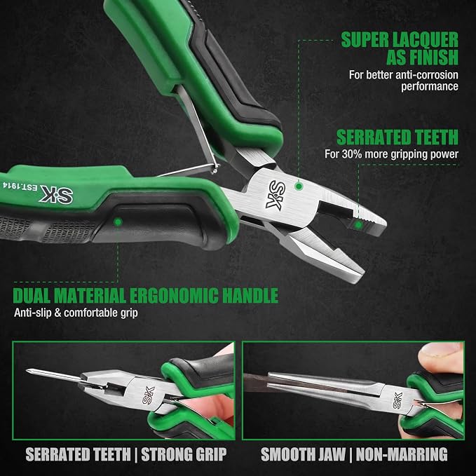 SK 5-Piece Mini Pliers Set, Box Joint Small Pliers with Zipper Pouch