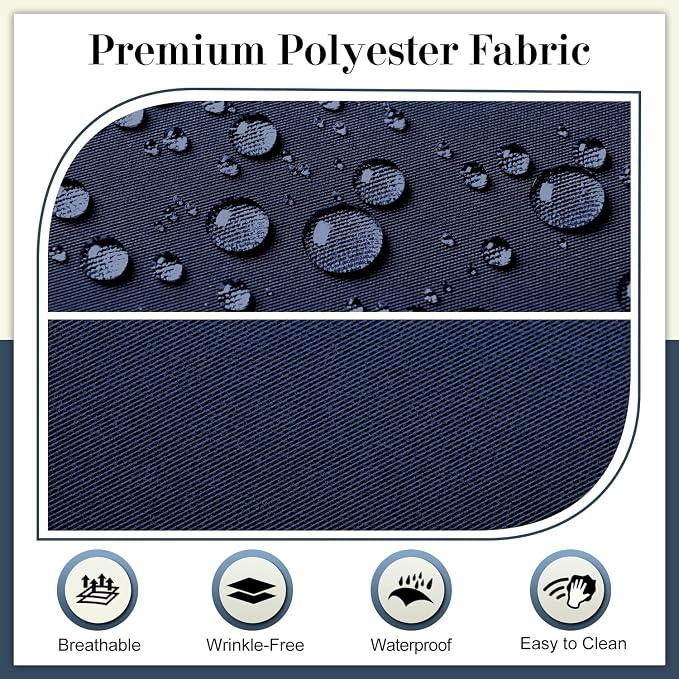 Cozyide Outdoor Chair Cushions, Waterproof Patio Seat Cushions with Adjustable Straps, Round Corner Patio Chair Cushions for Garden, Navy, 17x16x2 Inch (Pack of 2)