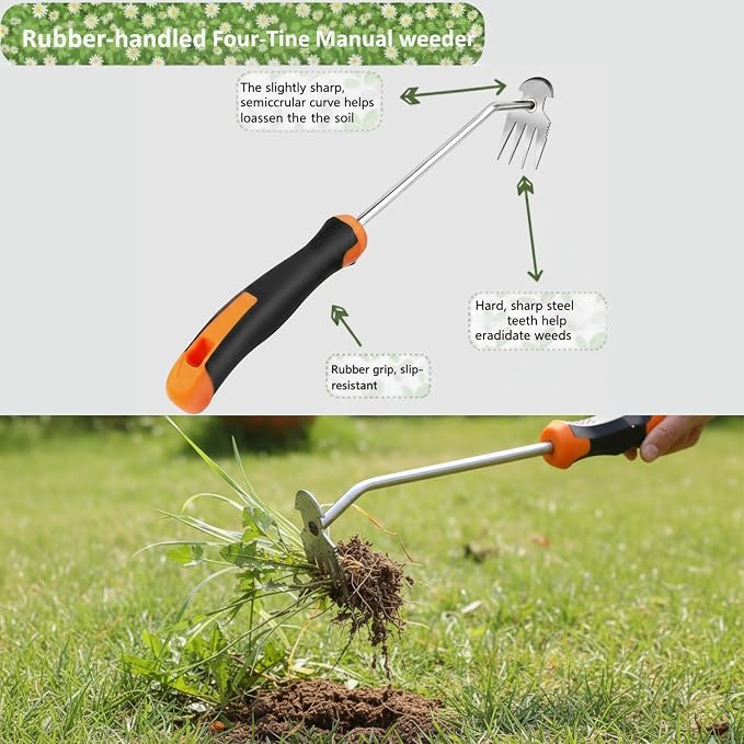 Weed Puller Tool, portable garden tool, Four-Tined Weeding Tool, Uprooting Weeding Tools, Crevice Weeder, Backyard Farming Weeding ，Weeding Equipment for Outdoor Camping ，Weed Removal Tool (style2)
