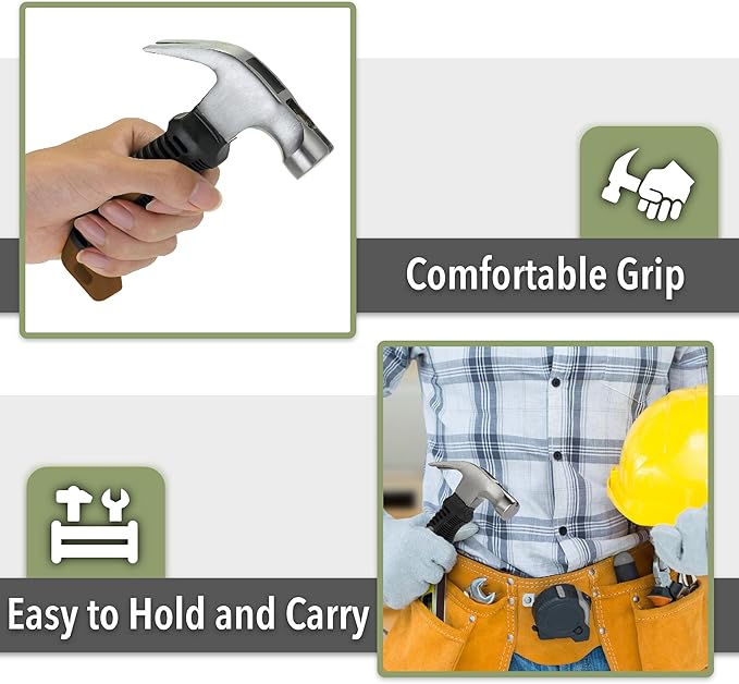 Mr. Pen- Claw Hammer, 8oz, Gray, Magnetic, Small Claw Nail Hammer for Women for Camping, Wood Working, House Repairs, Claw, Stubby, Tack