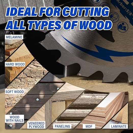 3 Pack 6-1/2 Inch 24T Circular Saw Blade 5/8" Arbor | ATB Framing Saw Blades for Cutting Softwood Hardwood Laminate Plywood Chipboard Panels FRP MDF