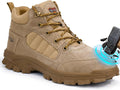 GUSAYEX Steel Toe Boots for Men Puncture Resistant Safety Work Boots with Kevlar Midsole Industrial Lightweight Men's Work & Utility Protective Shoes for Construction Warehouse Factory