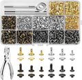 480 Sets Rivets for Leather, 4 Colors 3 Sizes Leather Rivets Kit, Double Cap Rivet with 4 Setting Tools, Suitable for Bags, Decoration