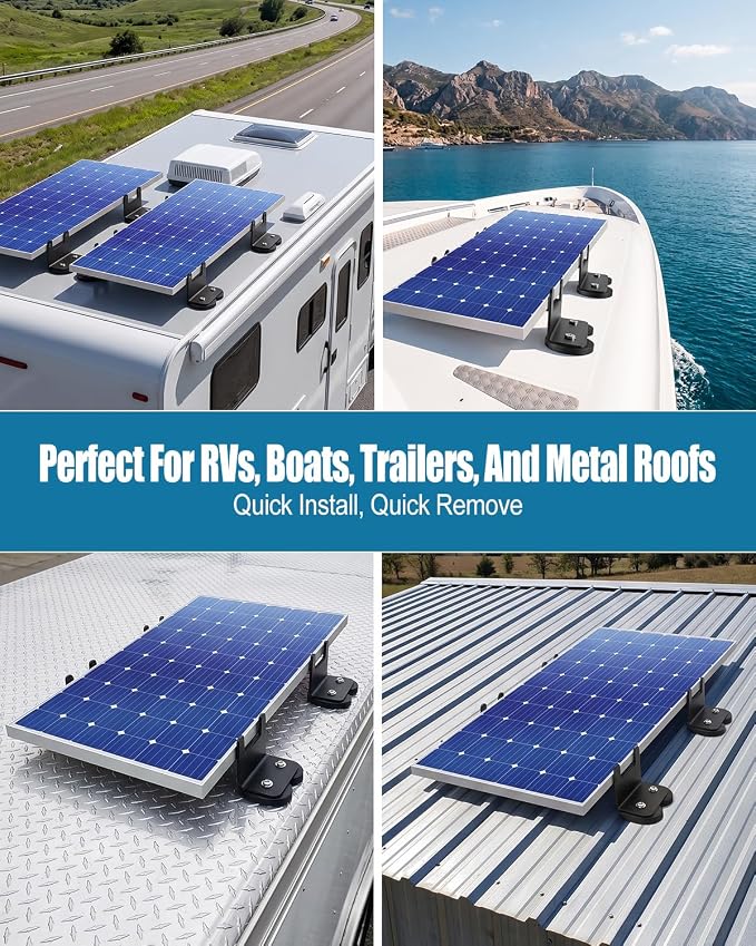 Magnetic Solar Panel Mount No Drill Z Bracket Kit for RV Boat Roof