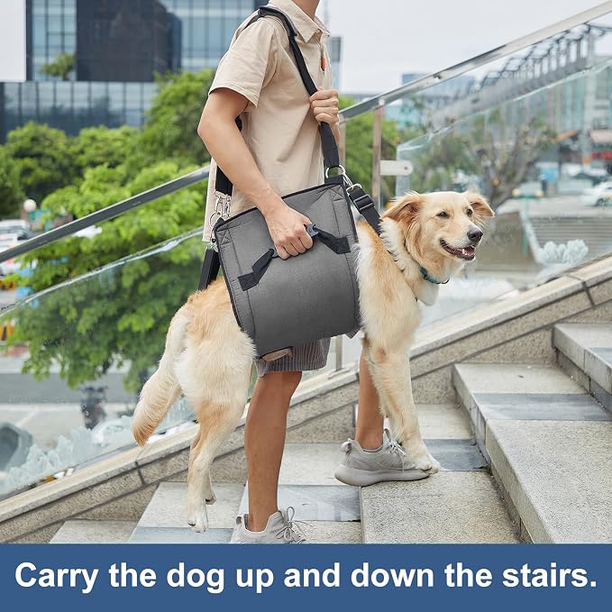 COODEO Dog Carry Sling, Emergency Backpack Pet Legs Support & Rehabilitation Dog Lift Harness for Nail Trimming, Dog Carrier for Senior Dogs Joint Injuries, Arthritis, Up and Down Stairs(XL, Black)