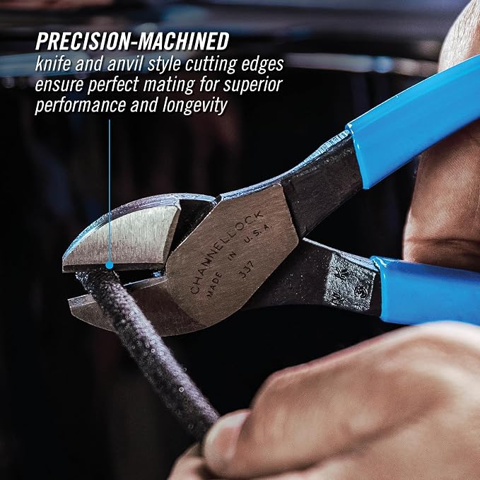 Channellock Diagonal Cutting Plier 337 - Precision Sidecutters, Wirecutters - 7 in