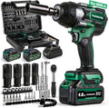 Impact Wrench 665 Ft-lbs(900N.m) 2200IPM, 1/2 Impact Gun with 21V 2x4.0AH Battery, Power Impact Driver 22 Drill Bits & 4 Sockets, Cordless Ratchet Wrench Set Gifts for Men Car Tire Lug Nut