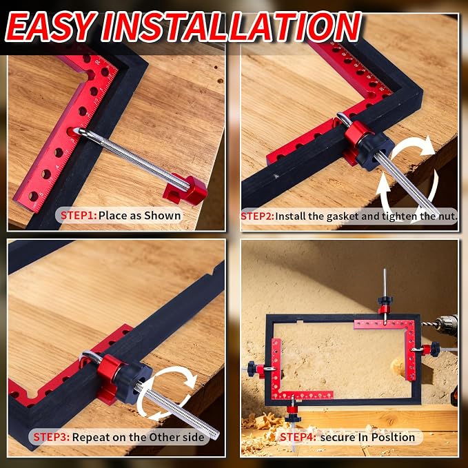 Corner Clamps for Woodworking, 2PCS 90 Degree Right Angle Clamps, 2PCS 5.5" Aluminum Alloy Positioning Squares Woodworking Tools for Cabinets, Frames, Drawers