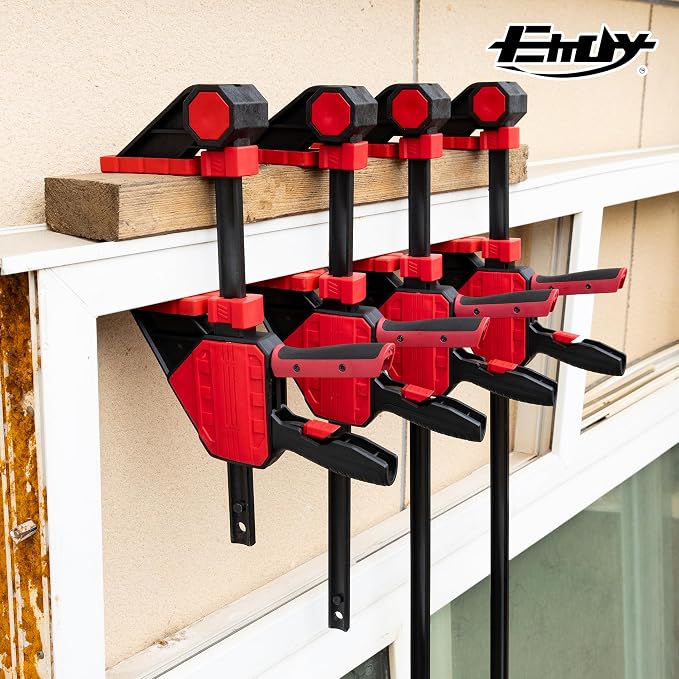 Bar Clamps for Woodworking, 2-Piece 12 Inch Clamps Set with 550 LBS Load Limit, One-Handed Clamp/Spreader, Heavy-Duty Quick-Change F Clamp, Ideal for Woodworking/Carpentry/Home Improvement/DIY