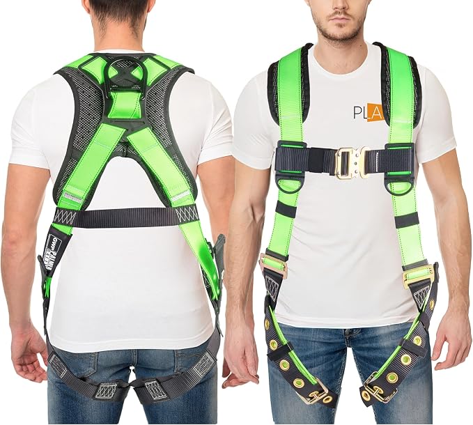Full Body Harness with 5 Point Adjustment, Dorsal D-ring, Grommet Legs, Two Side D Rings, and Fall Indicators