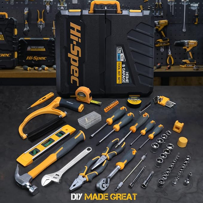 Hi-Spec Home Garage Mechanics DIY Tool Kit Handyman Auto Car with Toolbox