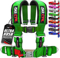 1pc 50 Cal Green 4 Point Harness 2 inch straps, Racing Harness Seat Belt | Ultra Kush padding, Push Button quick release hardware. Universal Fit for UTV, RZR, race car
