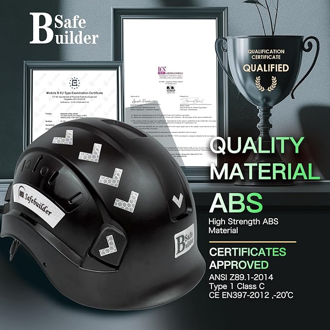 Construction Safety Helmet ABS Hard Hat Adjustable Ventilation System Hardhats Industrial Work Head Protection for Men Certified ANSI/ISEA Z89.1
