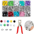 200 Sets Metal Snap Buttons Kit with Fastener Pliers Press Tool - 800 PCS 9.5mm Snap Fasteners for DIY Crafts, Clothing, Hats, Sewing, and Fabric Projects (Colorful1)