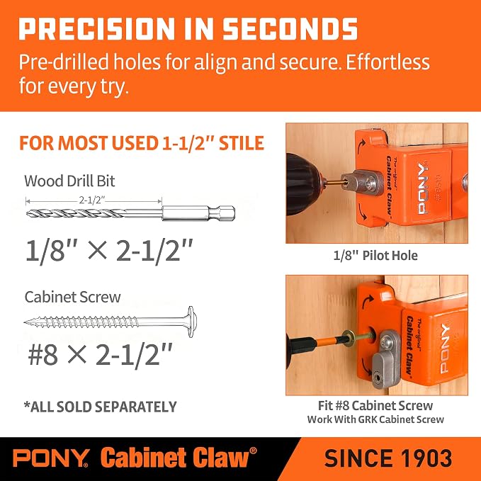 PONY 2-Pack Original Cabinet Clamps, 8510 Cabinet Claw, Face Frame Clamps for Installing Cabinets, 650 lbs Load Limited
