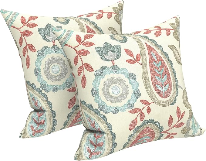 LVTXIII Outdoor Throw Pillows 16x16 Inch, Set of 2 Square Decorative Pillows with Inserts for Patio Furniture, Porch Chair, Garden Sofa, Paisley Vintage