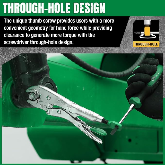 SK 7" Curved Jaw Locking Pliers, Premium CR-V Construction, Ergonomic Anti-slip Handle, Ideal for Welding or Assembly