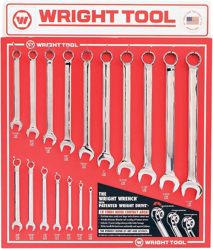 SAE Combination Wrench w/Full Polish Finish Display 17 pcs