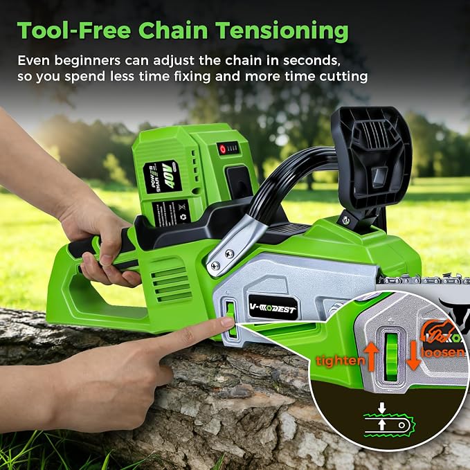 40V Battery Chainsaw 16 Inch with 2×6.0Ah Batteries & Charger | Brushless Cordless Electric Chainsaw with Tool-Free Tension, Auto Oiling for Homeowners, Storm Cleanup & Firewood Cutting