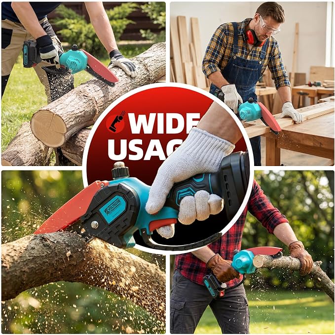 Brushless Mini Chainsaw Cordless 6 Inch, Small Handheld Electric Chain Saw | One-Hand Operation, Tool-free, Auto Oiler,1 Battery Powered, Lightweight for Women