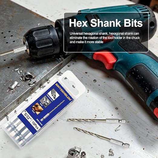 5/32 Drill Bits for Metal and Hard Steel(10Pcs),M35 Cobalt Impact Drill Bit Set with Quick Change Hex Shank,with Storage Case