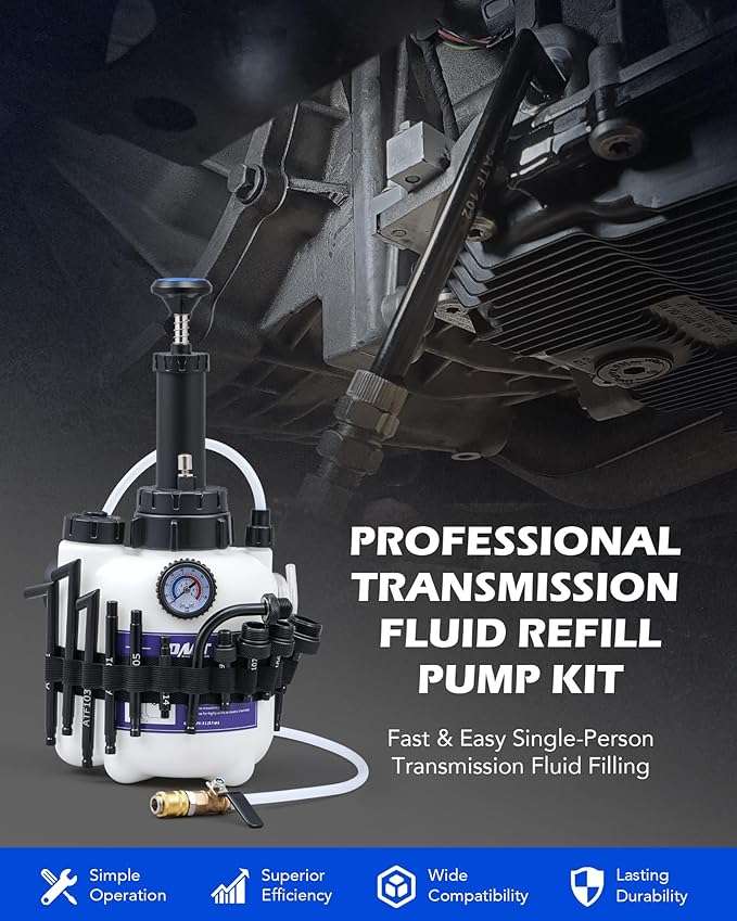 Orion Motor Tech Transmission Fluid Pump, 3L Transmission Filler Pump with 12pc ATF Aluminum Adapters, Manual Transmission Fluid Transfer Pump with Pressure Gauge, Transmission Dispenser Oil Pump Tool