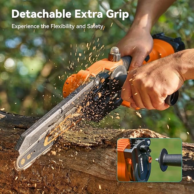 Mini Chainsaw Cordless, 8 Inch & 6 Inch Electric Chainsaw Battery Powered, 1000W Brushless Handheld Power Chain Saw with 2 Batteries, Small Tree Saw for Branch Trimming Wood Cutting