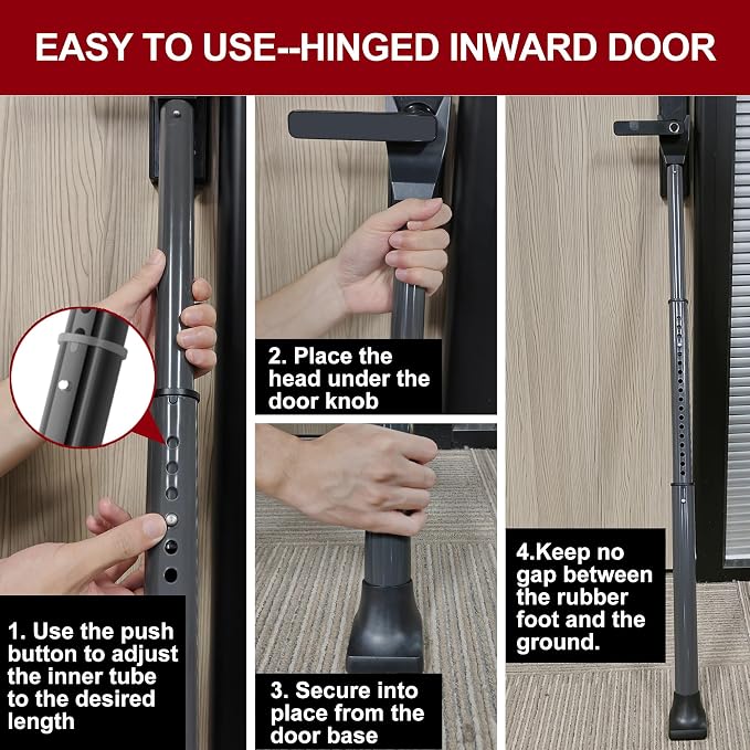 AceMining Upgraded Door Security Bar & Sliding Patio Bar, Heavy Duty Stoppers Adjustable Jammer for Home, Apartment, Travel (2 Pack,Grey)