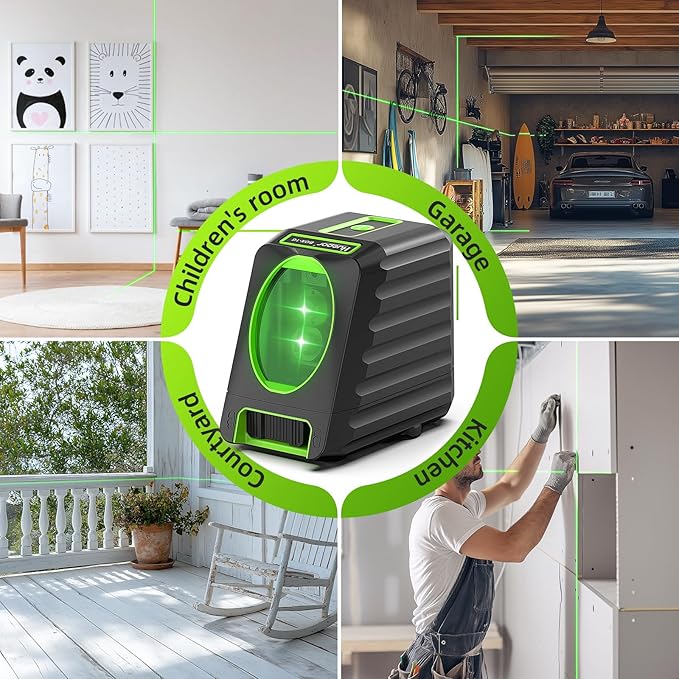 Laser Level Self Leveling, Huepar Box-1G 150Ft Green Cross Line Laser for Picture Hanging, Tile, Decoration & DIY Construction – 360° Magnetic Base & AA Battery, Outdoor Use Pulse Mode with Receiver