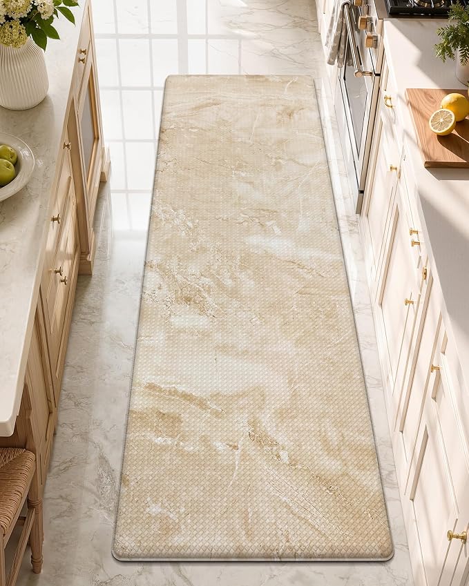 Color&Geometry Marble Kitchen Mats for Floor 24x87, Non Slip Wide & Large Kitchen Runner Rug, Easy Clean, Oil & Water Resistant, Anti Fatigue Foam Standing Mat for Sink, Laundry, Office, Gold