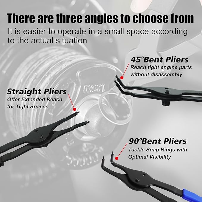 14pcs Snap Ring Pliers Set, Internal and External Circlip C Clip Pliers Kit
