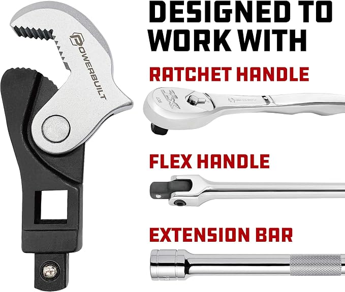 Powerbuilt 2 Piece Spring-Loaded Crowfoot Wrench Set, Adjustable, Auto Size, Universal, Self-Adjusting, Power Grip , Rapid Wrench- 240274