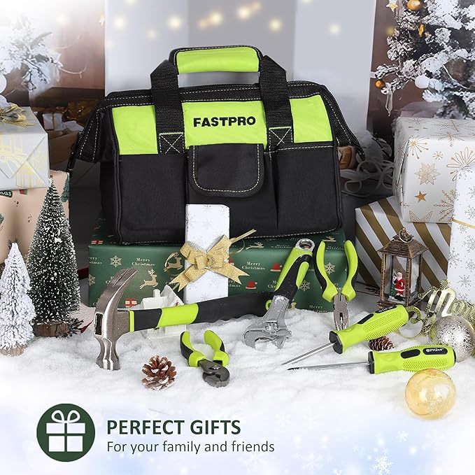 FASTPRO 220-Piece Home Tool Set, Household Repairing Tool Kit, Green