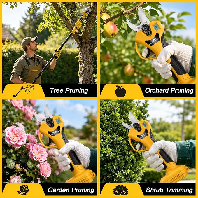 2-in-1 Cordless Pruning Shears with Pole Compatible with DeWalt 20V Battery (Tool Only, No Battery), 8FT Reach Pole Pruner, 1.2" Cut, Brushless Electric Branch Cutter for Tree Trimming & Gardening