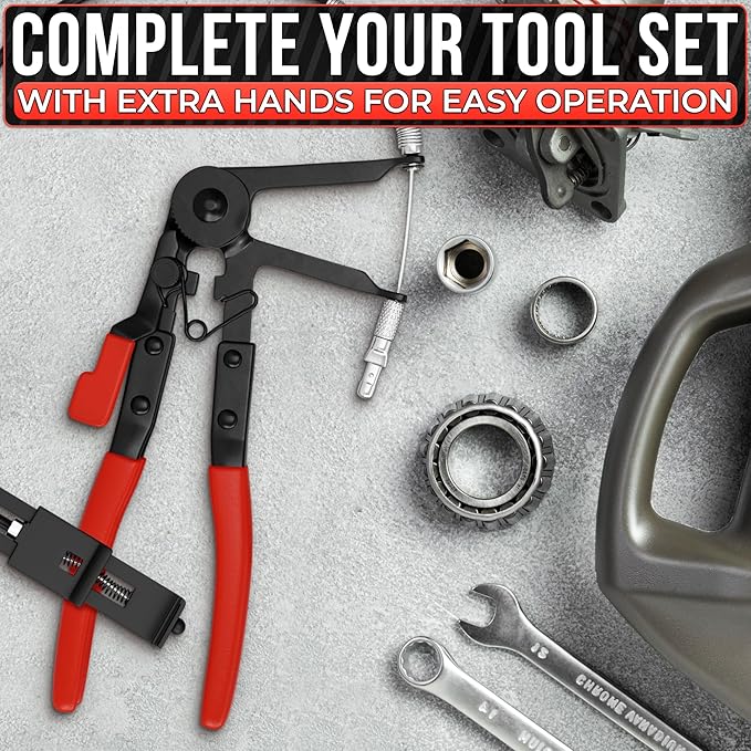 Hose Clamp Tool – Radiator Hose Clamp Pliers Automotive Tool – Corrosion-Resistant Carbon Steel with Ratchet Locking Mechanism – Controlled One-Hand Operation for Tight Engine Cooling System Repairs