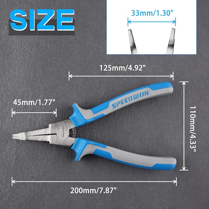 SPEEDWOX 8" Bent Jaw & Angle Tip Pliers - Special Lock, C-Clip, Retaining & Snap Ring Pliers for Automatic Transmissions & Transfer Cases